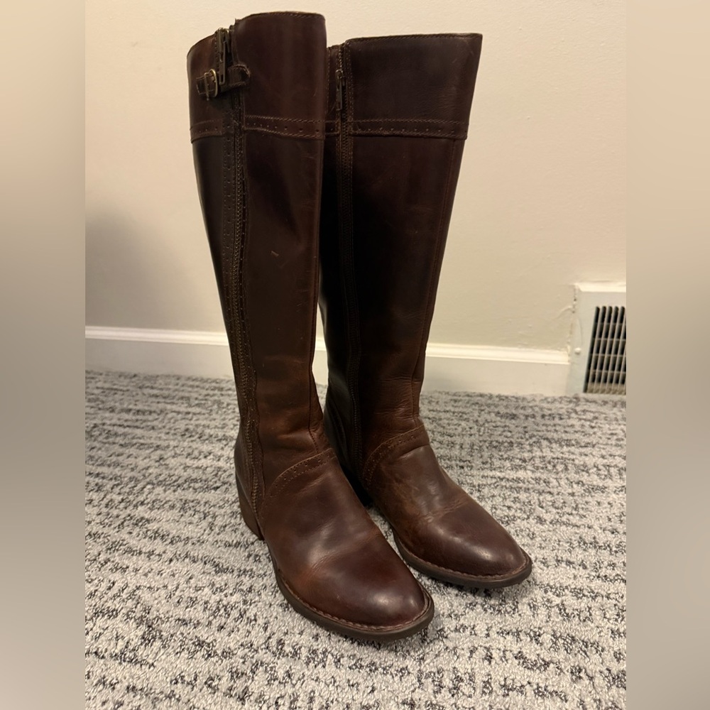 Born Brown Over the Knee Boots Timeless Leather Style